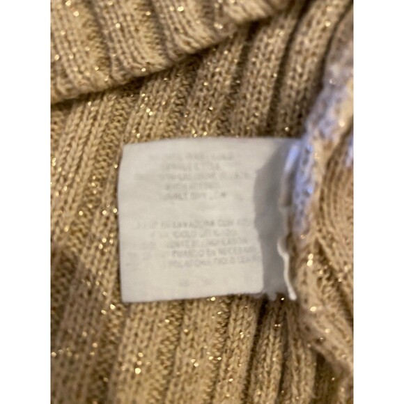 Basic Edition Cream with Gold Threads Holiday Turtleneck Size Large Sweater - Picture 8 of 8